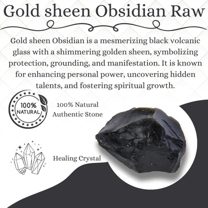 ANAYA AGATE Sheen Obsidian 2 Pcs Raw Crystals Rough Gemstones w/Authenticity Card, Velvet Pouch - Large 1.25–2.0" Raw Stones for Tumbling, Cabbing, Polishing, Cutting Natural Healing Crystals for Home Decor, DIY Stones