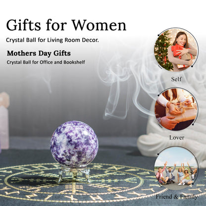 Crocon Lepidolite Gemstone Crystal Sphere Ball for Reiki Healing Aura Cleansing Home & Office Decorative Gift Size : 30-40mm