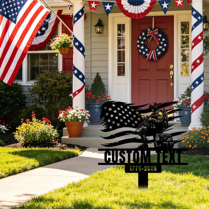Bliver Personalized USA 250th Anniversary Metal Garden Stake Custom American Patriotic Yard Sign with Family Name Durable Weatherproof Decor for Lawn Memorial Display 10-28 Inch