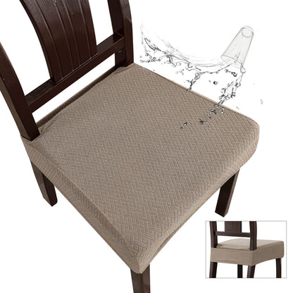 Genina Waterproof Seat Covers for Dining Room Chair Covers Waterproof Dining Chair Covers (4 PCS-Rear-Covered, Taupe)