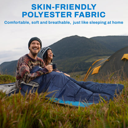 Elevon Sleeping Bag for Adults Teens Kids Cold Warm Weather, Portable Waterproof & Lightweight, Compact with Compression Sack, for 3-4 Seasons Camping, Backpacking, Hiking, Travel, Indoors Outdoors
