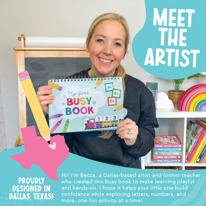 Hadley Designs My First Busy Book Toddlers 3-5, Montessori Preschool Learning Activities Age 4-5, 174 Pcs Velcro Busy Book, Travel Toys Airplane Car Quiet Time, Sensory Toys, Pre K Graduation Gifts
