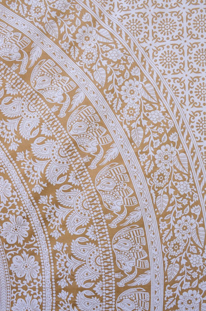 Popular Handicrafts Wall Hanging Tapestry for Bedroom Elephant Hippie Metallic Mandala Bohemian Hippy Intricate Indian Tapestries Bedspread 54 x 82 Inches (140cm x 210cm) Gold & White