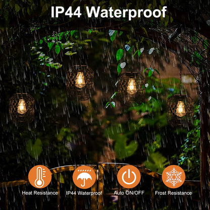 Livinlarge Solar Pendant Light,Outdoor Solar Powered Chandelier Hanging Lantern IP44 Waterproof,Gazebo Lights for Yard Patio Balcony Tree Porch Porch Garden Decor