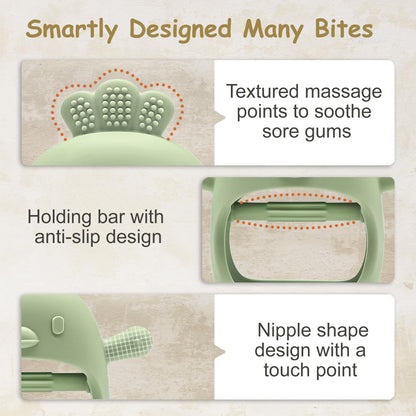 Komfy LilLove 2 Pack Baby Teething Toys for 0-6 & 6-12 Months, Food Grade Silicone Teething Mitten Anti-Drop Wrist Hand Teether, BPA Free, One-Piece, CPC Certified Baby Chew Toys for Sucking Needs
