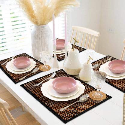 Eorbow 8 Pack Bamboo Placemats, Natural Anti-Slip Dining Table Mats, Heat-Resistant Place Mats, Japanese Style Washable Placemats for Dining Room, Kitchen, Restaurant, 18 x 12 Inch