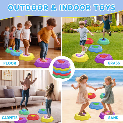 ABVSAB Stepping Stones for Kids with Light & Music,Toddler Sensory Toy for Obstacle Course Coordination，4 Year Old Girl Birthday Easter Gifts for Kids Boys Girls 3+