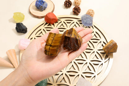 Top Plaza 2Pcs Natural Raw Tiger Eye Crystal Rock Stone Healing Crystals 1.6-2.2" Large Rocks for Tumbling Meditation Wicca Rough Stone Bulk Decoration
