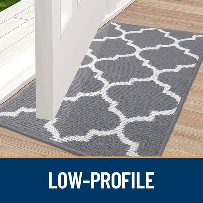 OLANLY Indoor Door Mat, 32x20, Non-Slip Absorbent Resist Dirt Entrance Mat, Washable Low-Profile Inside Floor Doormats for Entryway, Grey