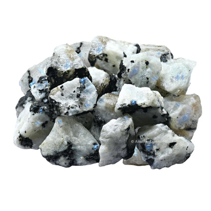Amazing Gemstone Rainbow Moonstone Raw Crystals and Healing Stones, Natural Rocks for Tumbling and DIY Raw Stones and Crystals (1 lb)