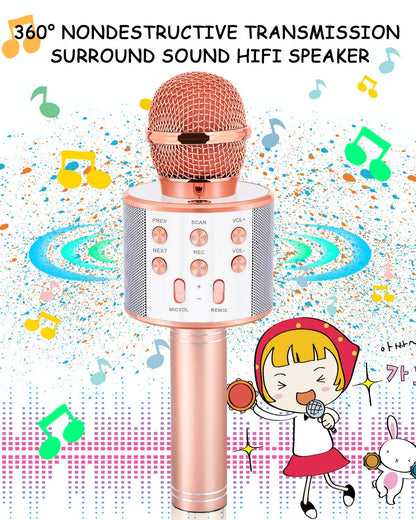Dodosky Toys for Girls Age 5-12, Wireless Bluetooth Karaoke Microphone for Kids Popular Toys for 5 6 7 8 9 10 11 12 Year Olds Girls Boys Best Gifts for 5-12 Year Olds Girl Boy Teen - Champagne