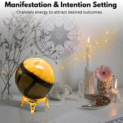 Amazing Gemstone Septarian Crystal Ball with Stand - 2 Inches Crystal Sphere Meditation Balls for Witchcraft and Decorative Balls