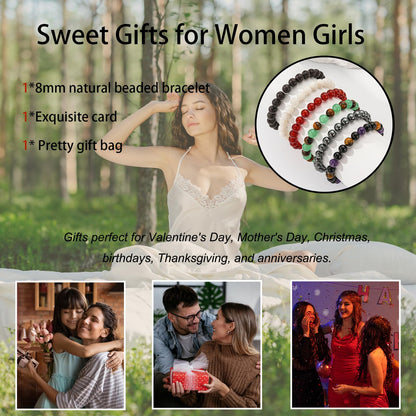 Gnamy Hematite Bracelet for Women, Healing Crystal Bracelet for Spiritual Healing Positive Energy Stress Relief, Natural Stone Stretch Beaded Bracelets Jewelry Birthday Gifts for Daughter Friends Girlfriend Her