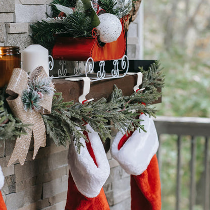 Christmas Stocking Holders for Mantel Set of 4, No-Slip Christmas Stocking Clips Stocking Hanger Hooks For Christmas Decorations, Lightweight Stocking Holders Clip For Fireplace Counter Window (White)