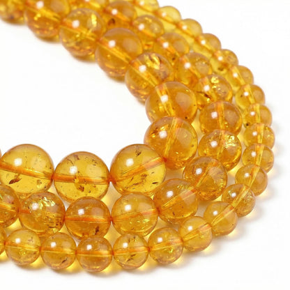 Yochus 45pcs Yellow Citrine Beads，8mm Healing Power Natural Stone Round Loose Beads for Jewelry Making Earring Necklace DIY Crafts
