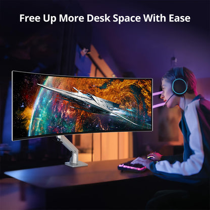 AVLT Single 34”-57” Monitor Arm Desk Mount fits One 44 lbs Heavy Duty Screen Full Motion Height Swivel Tilt Rotation Adjustable Gray Arm VESA 200x200 200x100 100x100 75x75
