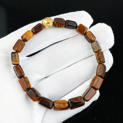 CRYSTALIS Tiger Eye Elastic Stretch Bracelet, Natural Beads, Chakra Healing Jewelry for Men & Women, Adjustable Bracelet, Everyday Wear, Gift Giving Bracelet, 7.25 to 7.50 inch