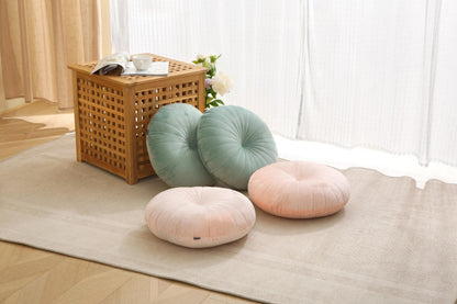 MolynnChic Floor Pillow Meditation Cushion Round Large Floor Pillows Seating for Adults, Velvet Thick Floor Cushions for Yoga Living Room Balcony Outdoor Tatami 18inch（Green）