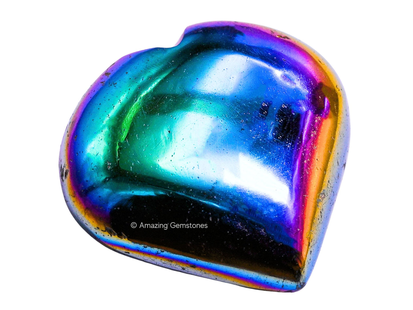 Amazing Gemstone Titanium Aura Quartz Crystal Heart Palm Stone - Pocket Massage Worry Stone for Natural Body Chakra Balancing, Reiki Healing and Crystal Grid