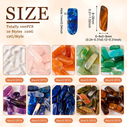 100Pcs Natural Gemstone Nuggets Beads Genuine Natural Gemstone Chip Beads Irregular Gemstone Bead Crystal Stone Bead Top Drilled for Bracelet Necklace Earrings Crafts