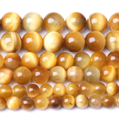 Natural Golden Tiger Eyes Stone Beads for Jewelry Making DIY Bracelet Necklace Jewelry Making 1 Strand 15.5inch 35PCS 10MM