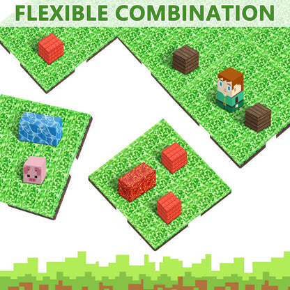 Youngyes Magnetic Blocks Baseplate - Magnet Toys for Kids, 4PCS Baseplate for Minecraft Magnetic Building Blocks Placing 4" x 4", STEM Toys Birthday Gifts for Boys Girls Age 3+ Years Old, Grassland