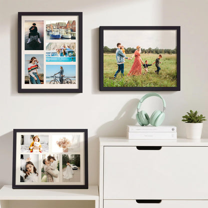 upsimples 11x14 Collage Picture Frame, Display Pictures 5 4x6 with Mat or 11x14 Without Mat, Wall Hanging 5 4x6 Picture Frame Collage Wall Decor, Black, 1 Pack
