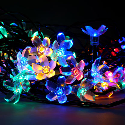 YULETIME 100 Count Multicolor Cherry Blossom Novelty String Lights, 8-Mode 33-Foot LED String Lights