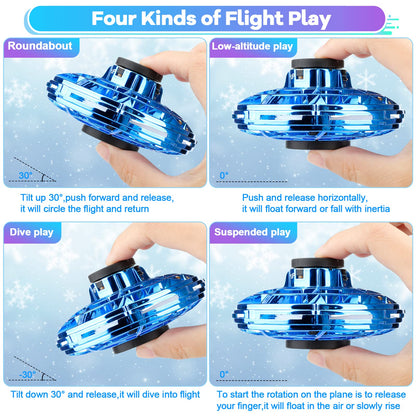 Vantexi Drone for Kids Flying Toys, 2026 Upgrade LED Fidget Spinner, Hand Operated Fidget Flying Spinner Toy for Indoor Outdoor, Christmas Birthday Gifts for 6 7 8 9 + Year Old Boys Girls (Blue, ABS)