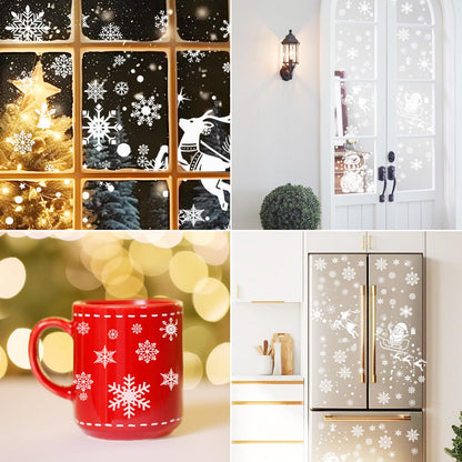 SNAIL GARDEN 1080PCS Christmas Window Clings, 12"-0.3" Christmas Window Stickers for Smooth Surface, Winter Wonderland Decorations for Xmas Holiday Window Decorations