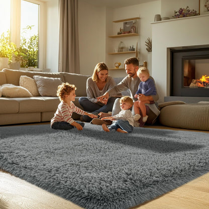 Fluffy 8x10 Area Rug Living Room: Shag Grey Area Rugs for Bedroom- Large Plush Soft Gray Rugs for Living Room- Fuzzy Modern Carpets for Bedroom, Kids Room Decor (Grey, 8x10Feet