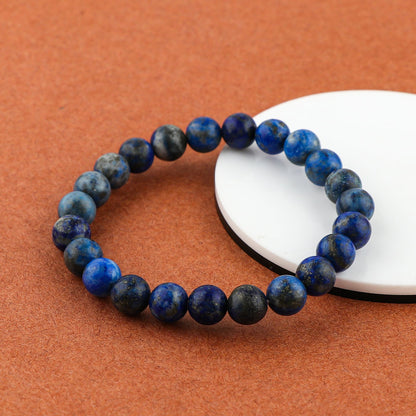 GEMSYMPHONY Lepis Lazuli Gemstone Beads Stretch Bracelet – 7 to 7.5 Inch Elastic Round Beads Bracelet for Women & Men, Natural Crystal Healing Jewelry, Handmade Unisex Energy Gift (Lapis Lazuli)