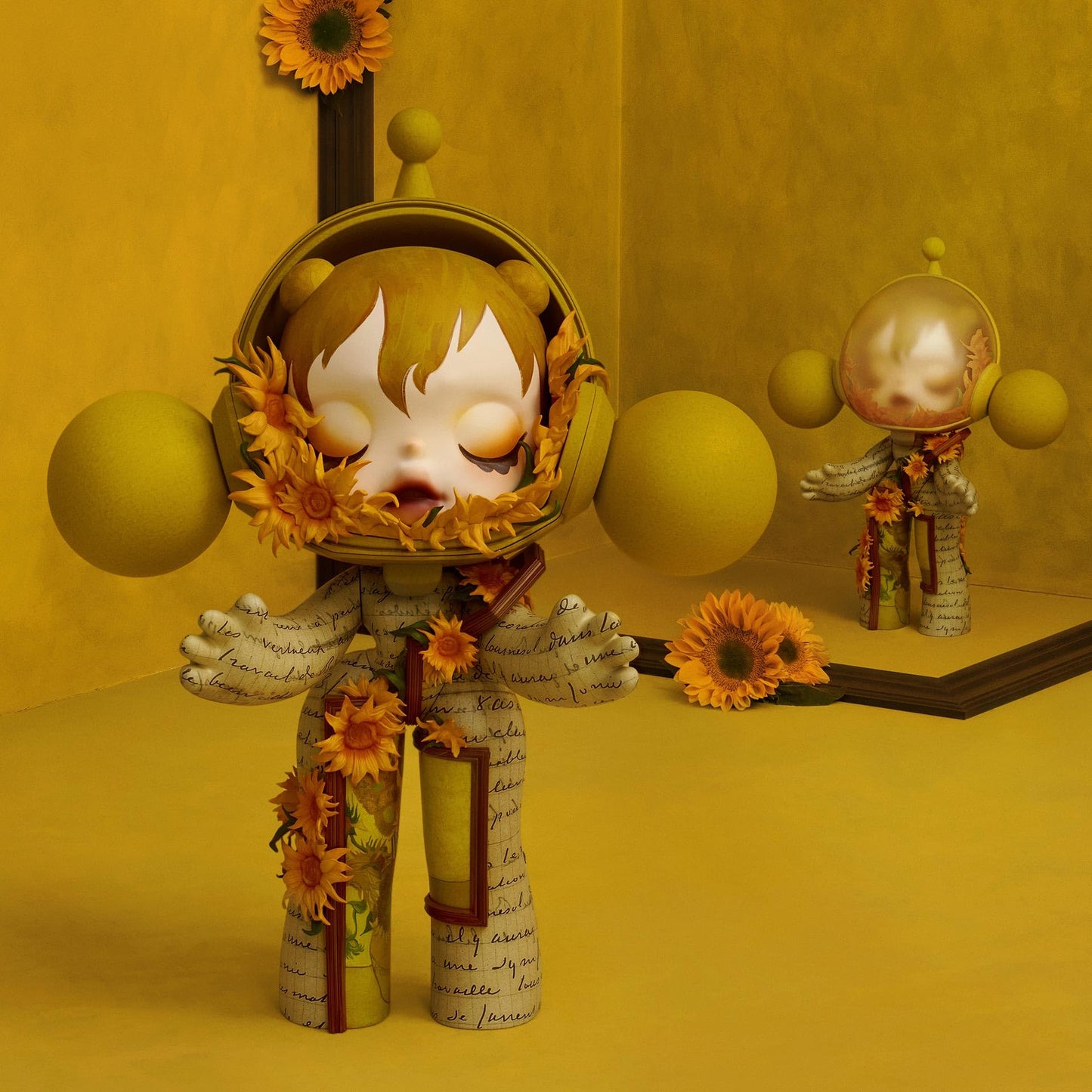 POP MART MEGA α SKULLPANDA 400% Van Gogh Museum Sunflowers, Toys for Mordern Home Décor, Collectible Art Toy