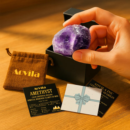 AOVILA Amethyst Natural Raw Crystals, Birthday Gifts for Women-Large 1.6-2" Rough Stones Crystal for Wicca Reiki Crystal Healing,Positive Energy, Unique Gifts for mom sisiter Men