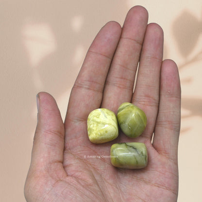 Amazing Gemstone Serpentine Crystals and Healing Stones Tumbled - 1oz Serpentine Stone Gem Stones,Natural Healing Stones for Energy Balance,Stress Relief - Premium Polished Gems Rocks for Meditation