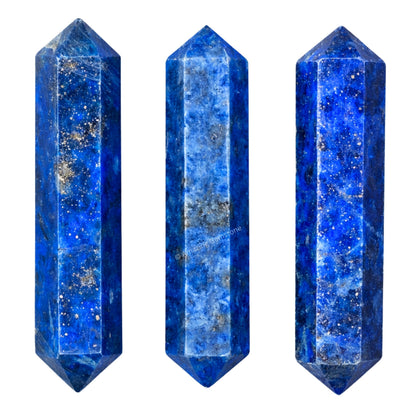 Amazing Gemstone Lapis Lazuli Crystal Points Bulk Healing Crystals & Stones - Pack of 3 Double Terminated Healing Wand Point Bulk Crystals for Crafts, Crystal Grid, DIY Work - Premium Crystals