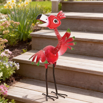 Natelf Metal Flamingo Garden Statue, Whimsical Pink Bird Flamingo Sculpture Decor Yard Art for Outdoor Yard Porch Patio Backyard Porch Decorations 21.46''