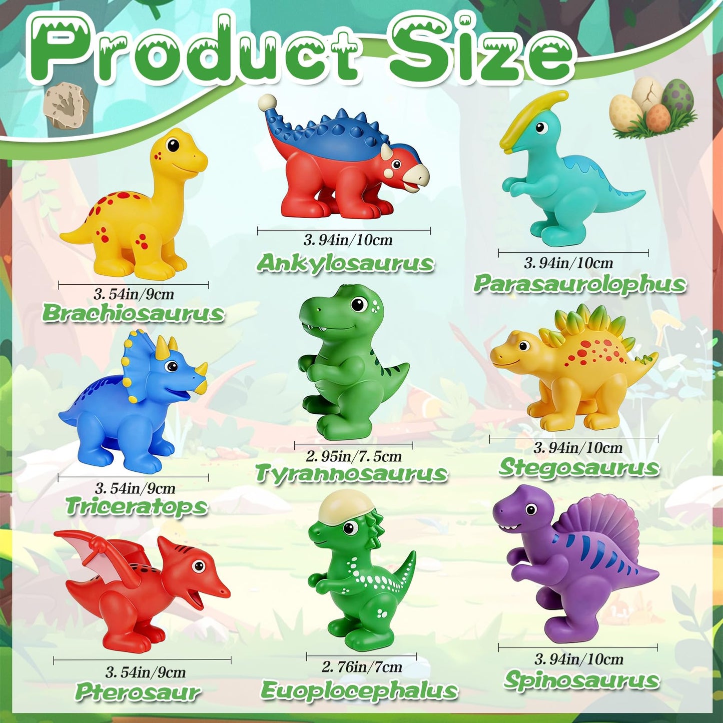 Bsenhe 9PCS Dinosaur Bath Toys for Kids, Mold Free Bath Toys for Toddlers, Float on Water Bathtub Toys for Babies 6-12 Months 1-6 Birthday Christmas Stocking Stuffers Gifts