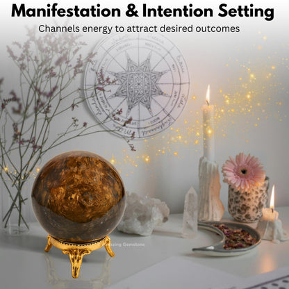 Bronzite Crystal Ball with Stand - 2" Inches Crystal Sphere Meditation Balls for Witchcraft and Decorative Balls