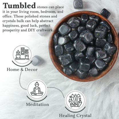 "Crocon 1LB Indigo Gabbro Tumbled Stones and Crystals bulk 2000+ Carats Natural Crystal Kit for Reiki Healing Crystal Polished, Tumble Stones, Chakra Balancing, Reiki Gift, Home Decor Size : 2025 mm"