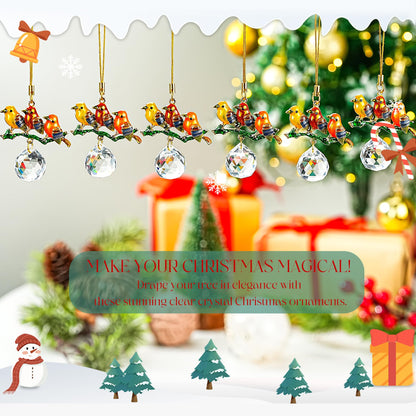 H&D HYALINE & DORA 6 Pcs Birds on Branches with Ball Prism Suncatchers Birds Hanging Ornament Indoor Decorations for Holiday Present Ideas