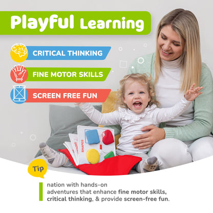 deMoca Travel Toys for Toddlers, Quiet Book for Toddlers 1-3, Baby Travel Toys for Airplane Car Rides, Montessori Busy Book for 1 Year Old with All Parts Attached, Felt Activity Pad, No Noise Gift