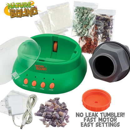 Nature Bound Starter Rock Tumbler Kit for Kids– Includes Rough Gemstones, Polishing Grits, Jewelry Fastenings, and Instructions – Great STEM Science Kit for The Future Geologist, Boys & Girls Ages 8+