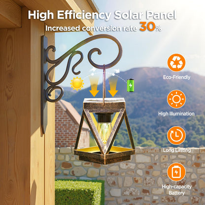 KOOPER Solar Lanterns Outdoor Waterproof, 4 Pack Upgraded Metal Hanging Solar Lights Outdoor Lantern Decorative, Bright Bronze Hanging Lanterns for Yard Patio Table Pathway Garden Decor