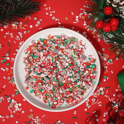 BBTO 250 Grams Christmas Fake Chocolate Candy Sprinkles Tiny Polymer Clay Embellishments Xmas Polymer Slices Soft Clay DIY Decoration for Resin Nail Scrapbook Charm DIY Art Crafts Making Supply