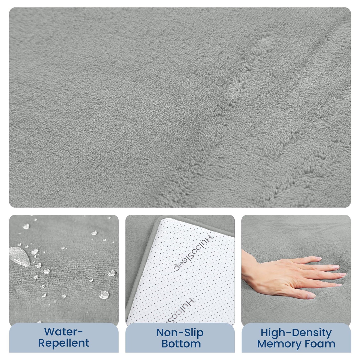 Baby Play Mat for Floor,1.3" Thick Elasti-Foam 50"×50" Playpen Mat for Tummy Time,Water Repellent Soft Coral Velvet for Toddler,Infant,Kids,Non-Slip Backing Safe for Crawling(Light Gray)