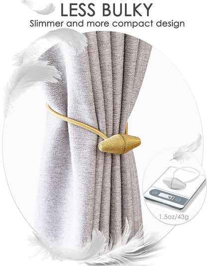 TECVINCI Magnetic Curtain Tiebacks with Upgrade Larger Magnet, 2 Pack 16 Inch Drapery Holdbacks for Indoor & Outdoor Curtain - Silver Grey