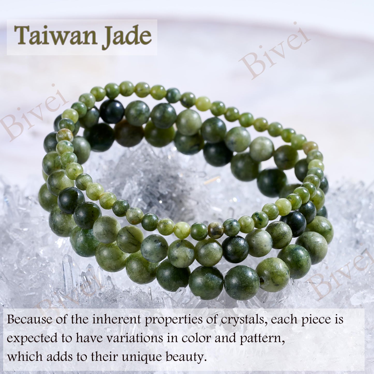 Bivei Taiwan Jade-Resilience-4mm Beaded Bracelets for Women Handmade Semi Precious Natural Stone Stretch Elastic Jewelry Yoga Protection Gifts