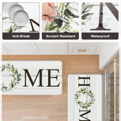 KIMODE Farmhouse Kitchen Mat 2PCS Anti Fatigue Kitchen Rugs Non-Skid Waterproof Kitchen Floor Mat Cushioned Comfort Standing Mat for Office,Laundry,Sink,Home