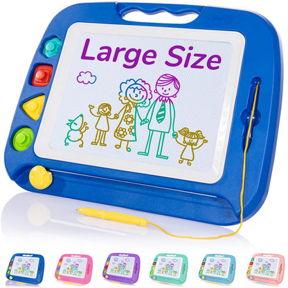 SGILE Toddler Toys for Kids, Large Magnetic Drawing Board for Birthday Gift, Toys for 1 2 3 4 Year Old Girls Boys, Etch & Sketch Pad with 4 Stamps, Learning and Educational, 16 ×13 in, Blue
